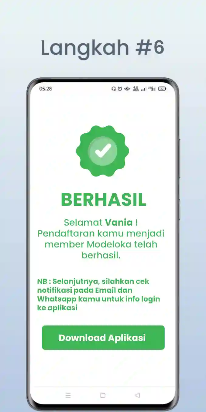 Proses Pendaftaran Berhasil